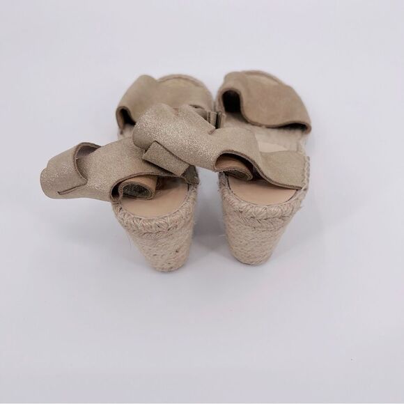 J Crew Sandals Espadrille Wedge Gold Cream Leather Size 10 - Picture 4 of 9